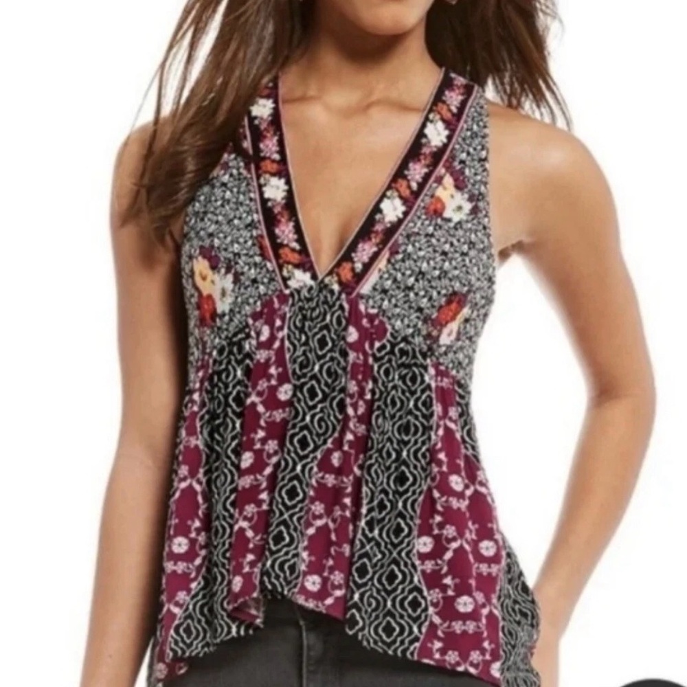 Free People - Dream Darlin Printed Women's Tank Top in Black Combo